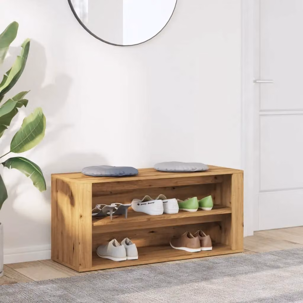Berkfield Home Artisan Oak Shoe Bench in Brown, W/D/H: 100 x 35 x 45 cm – 3