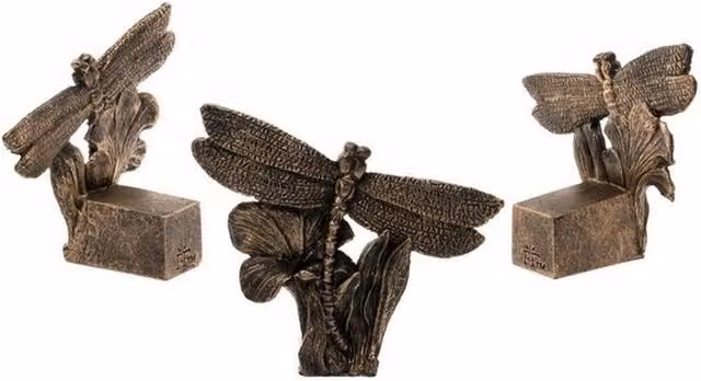 Jardinopia Dragonfly Plant Pot Feet, Set of 3, Bronze, L3 x W7.5 x H6.5 cm