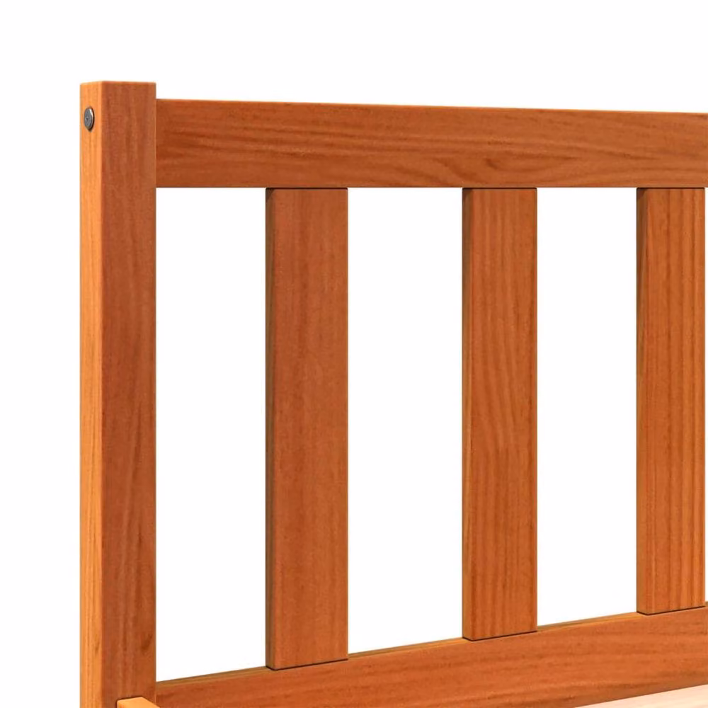 Berkfield Home Beautiful Solid Wood Pine Bed Frame in Waxed Brown, W/D/H: 140 x 190 x 69.5 cm – 3