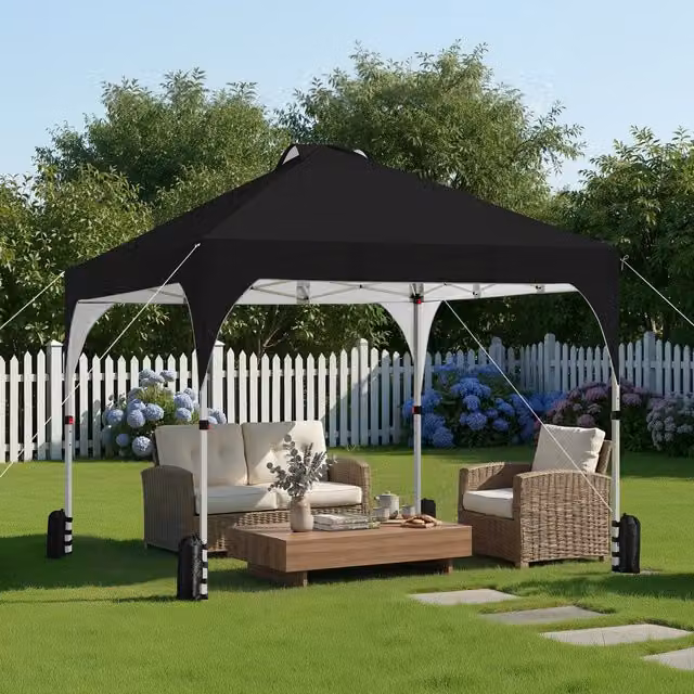 Yaheetech Portable Pop Up Canopy Tent with UPF 50+ Protection, Blue and Black, W: 300 cm