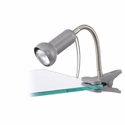 Loops Clip On Spot Light in Silver and White with E14 Bulb Socket – 1