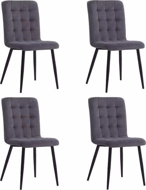 Livingandhome Set of 4 Modern Grey Velvet Tufted Back Dining Chairs with Metal Legs