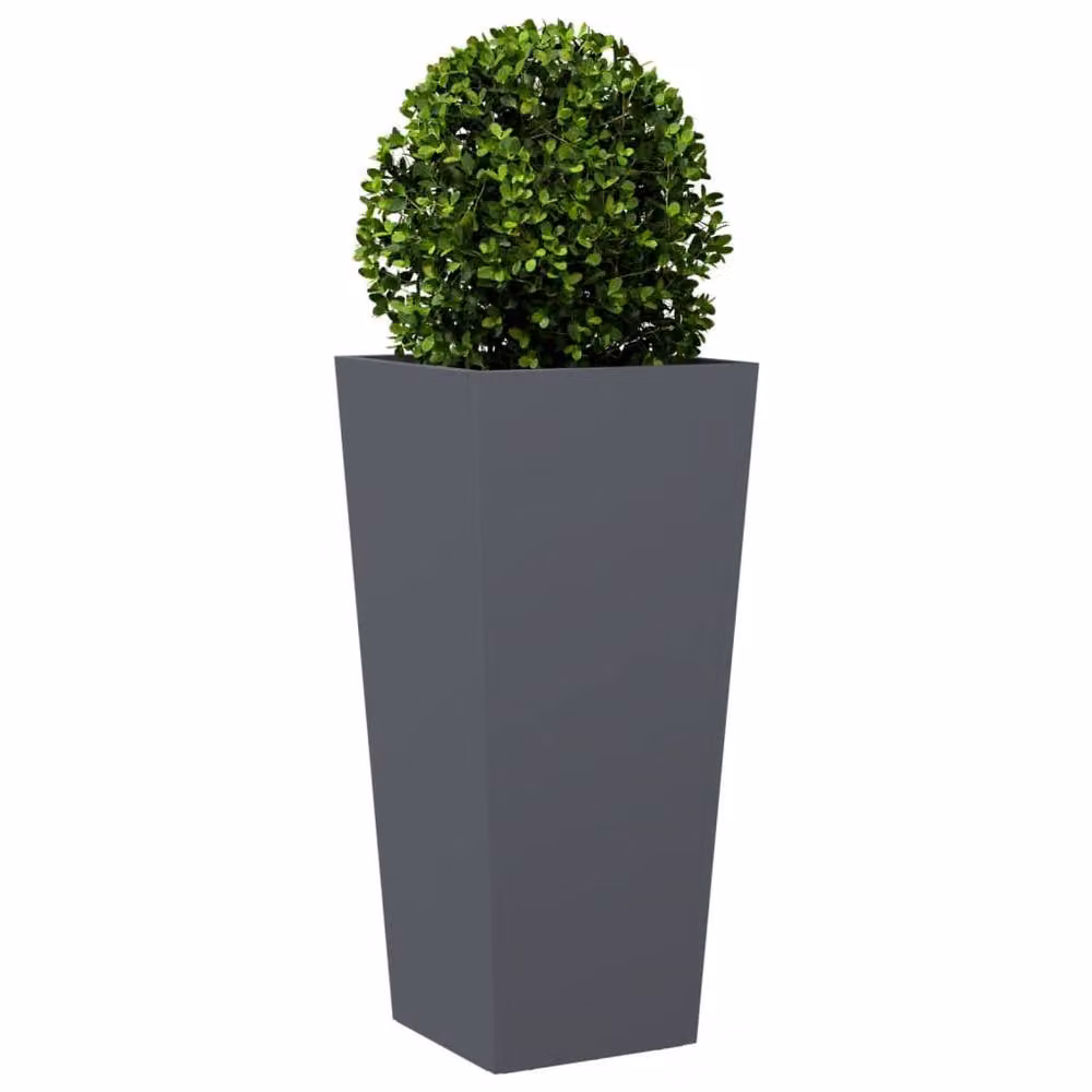 Berkfield Home Steel Garden Planter Tub in Anthracite, W/D/H: 35 x 35 x 75 cm – 3