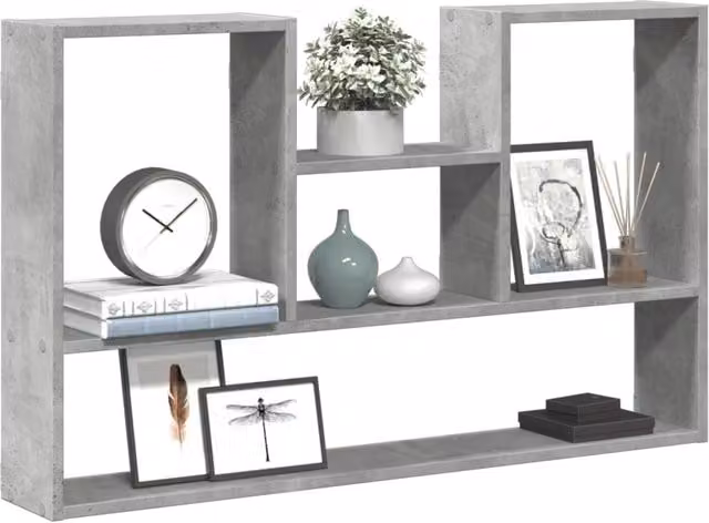 Berkfield Home Wall Mounted Modern Shelf in Grey MDF, W: 99 cm, D: 15 cm, H: 60 cm