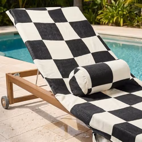 OHS Monochrome Checkerboard Inflatable Bolster Cushion with Microfibre Cover for Neck and Back Support in Black and White – 3