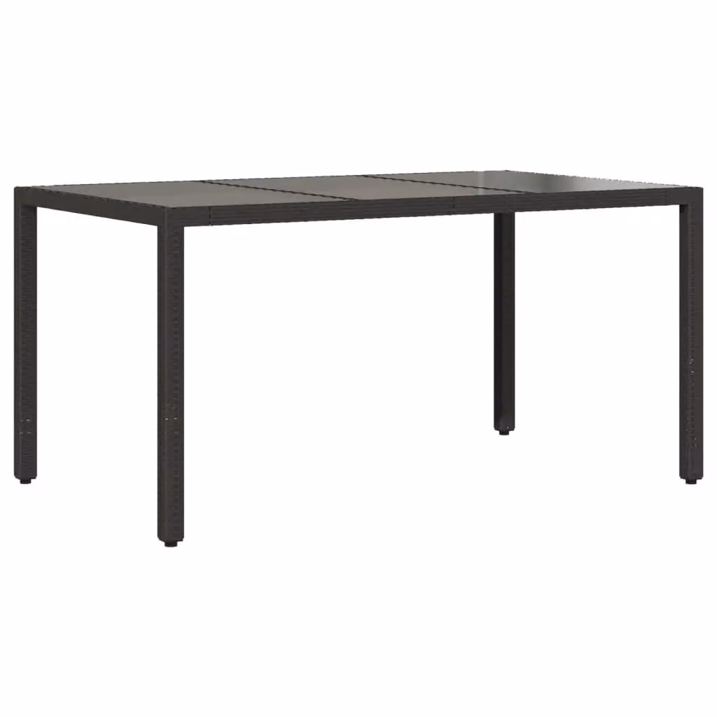 Berkfield Home Modern Poly Rattan Garden Table with Glass Top, Black, W/D/H: 150 x 90 x 75 cm – 2