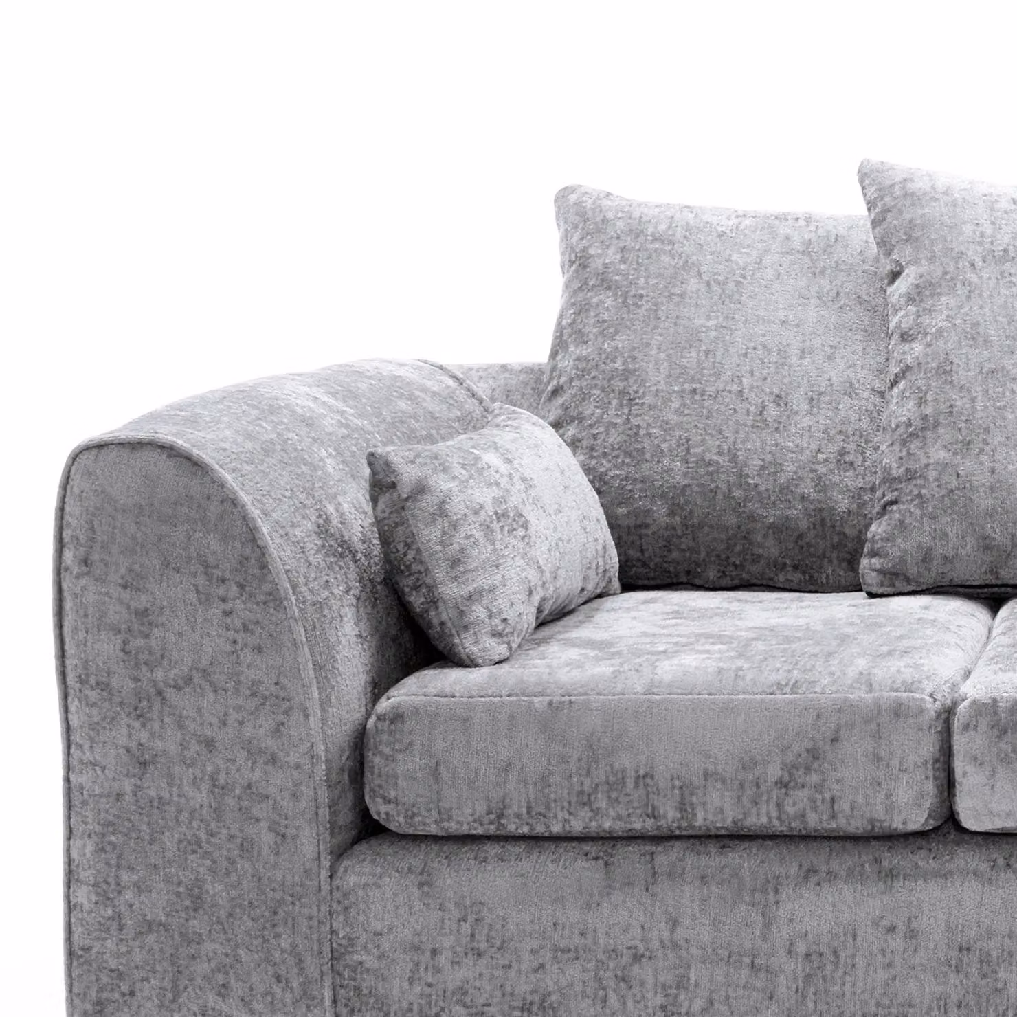 Abakus Direct Harriet 4 Seater Sofa in Light Grey Crushed Chenille Fabric – 3