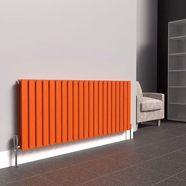 Lux Heat Flat Horizontal Double Steel Radiator in Sunburst Orange, W: 60.0 cm, H: 147.0 cm