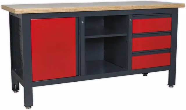 Loops Lockable Multicolour Workstation with Pegboard, 3 Drawers and Cupboard – 1