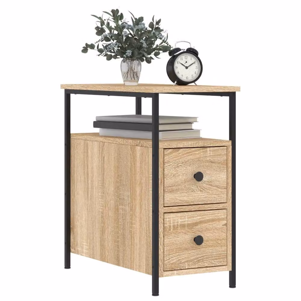 Berkfield Home Set of 2 Sonoma Oak Bedside Cabinets in Light Brown, W/D/H: 60 x 60 x 30 cm – 2
