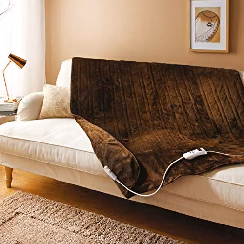 Bauer Professional Soft Fleece Electric Heated Throw Blanket in Brown, W: 120 cm, D: 160 cm – 2