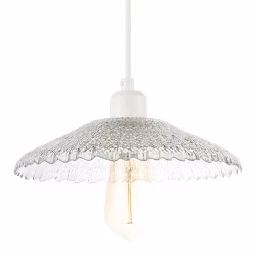 Happy Homewares Transparent Textured Glass Pendant Light Shade with Dome Shape, W: 27 cm, H: 6 cm – 1