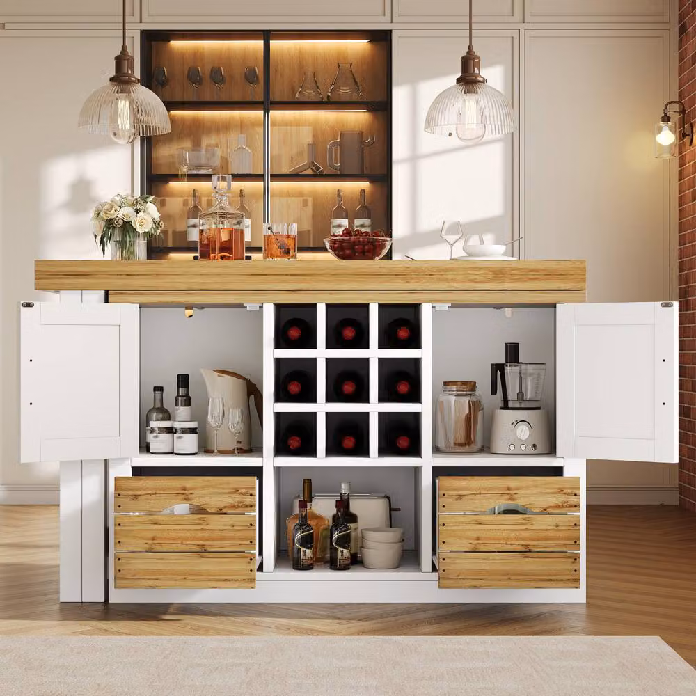 Matteo Extendable Multifunctional Dining Table and Kitchen Island in White – 4