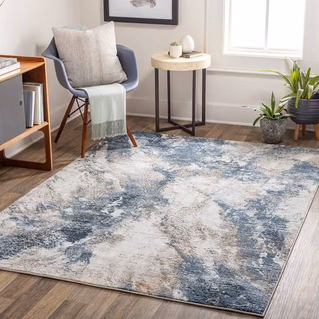 Livabliss Allegro Abstract Modern Marble Living and Dining Room Rug in Grey, Blue and Brown, W: 160 cm, D: 215 cm – 1