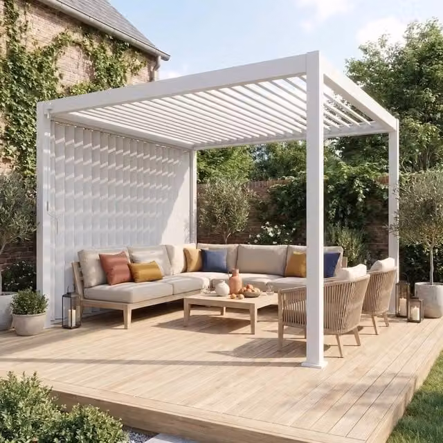 sweeek White Vertical Adjustable Aluminium Louver Panel, 3m, for Triomphe Pergola 3x3m V2 and 4x3m