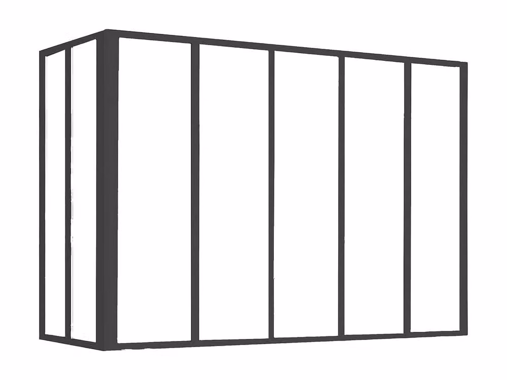 Vente-unique Corner Power-Coated Aluminium and Glass Partition in Black, W/D/H: 150 x 60 x 105 cm – 2