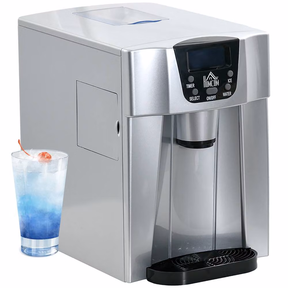 STILVORA Ice Maker with Water Dispenser, Digital Display and Timer in Silver Stainless Steel – 5