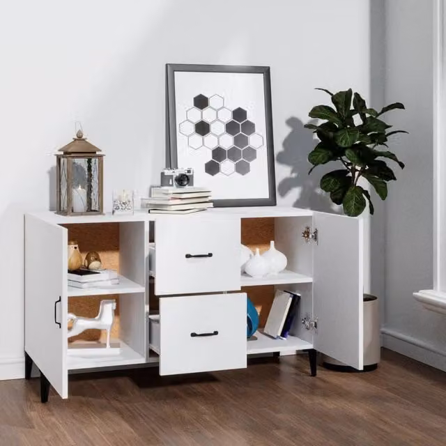 Berkfield Home Modern White Matt Sideboard, W/D/H: 100 x 36 x 60 cm