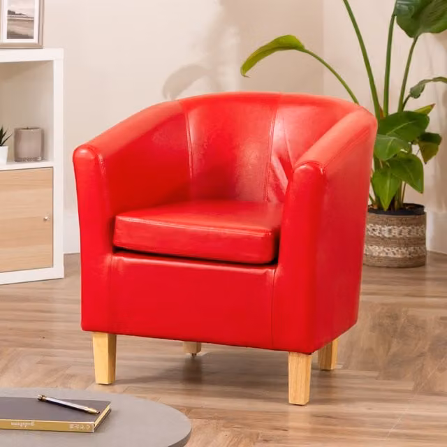 Artemis Home Meriden Red Vegan Leather Tub Chair
