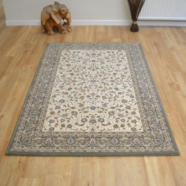 The Rug Shop UK Green Border Floral Traditional Easy To Clean Area Rug, W/D: 200 x 290 cm