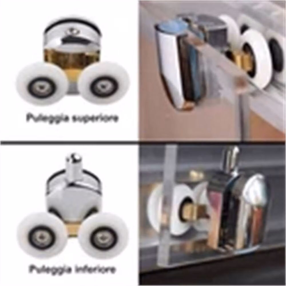 Nordara 25-8x Twins Shower Screen Door Rollers in Silver with Chrome Finish, 12.5 mm – 3
