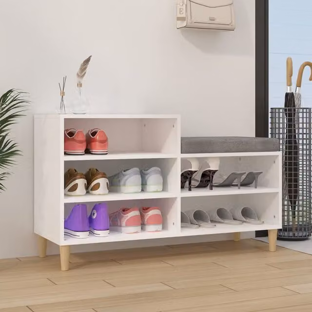 Berkfield Home White Shoe Cabinet with Integrated Seat, W/D/H: 102 x 36 x 60 cm