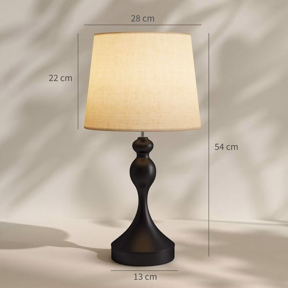 Wyld Haus Loke Set of 2 Modern Touch Table Lamps in Black and Beige with USB Ports – 4