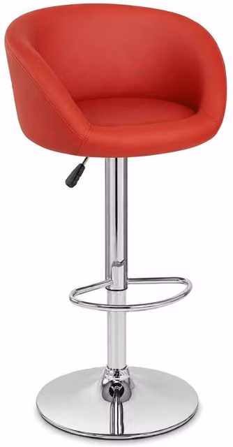 Netfurniture Pastonu Red Faux Leather Kitchen Bar Stool with Cup Seat