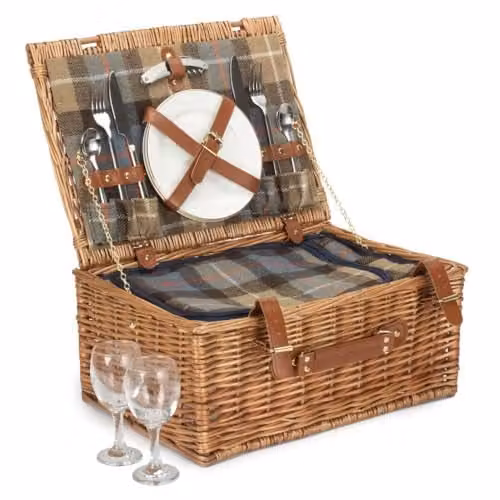 Ravenstor Red Wicker Picnic Basket Hamper for 2 People – 1