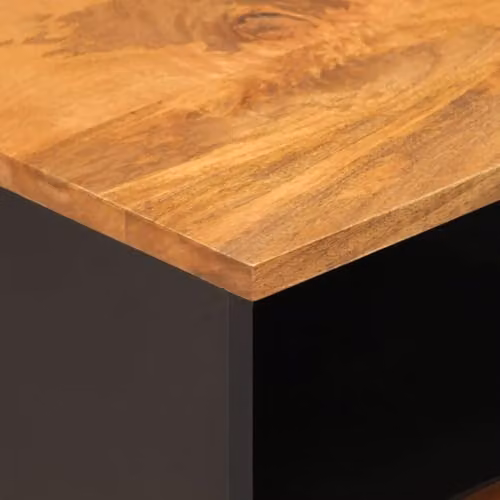 vidaXL Modern Geometric TV Cabinet in Brown and Black Solid Mango Wood and Metal, W/D/H: 70 x 33.5 x 46 cm – 5