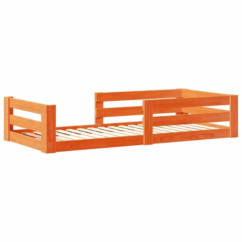 Berkfield Home Solid Wood Pine Bed Frame in Wax Brown, W/D/H: 80 x 200 cm – 2