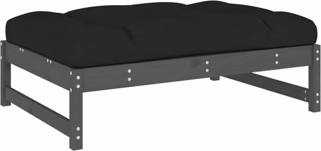 Berkfield Home Rustic Grey Garden Footstool in Solid Pine, W/D/H: 120 x 80 x 30 cm