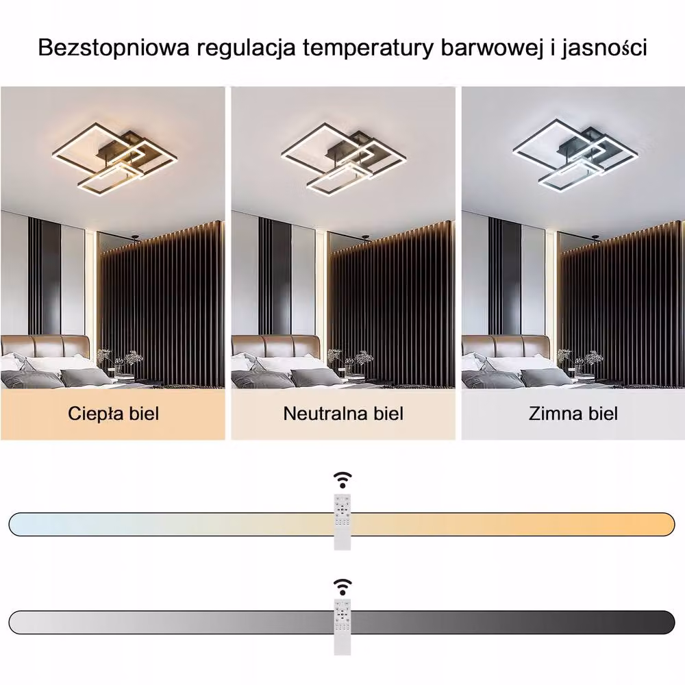 COMELY Modern Square Dimmable LED Ceiling Light, 48W, Black – 4