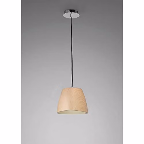 Netlighting Triangle Small Wood Pendant Light in Brown and Chrome with 1 x E27 Socket – 2