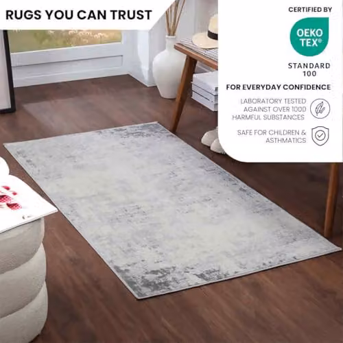 Livabliss Roma Abstract Modern Marble Rug in Grey, Blue and Brown, W/D/H: 80 x 150 x 0.8 cm – 3