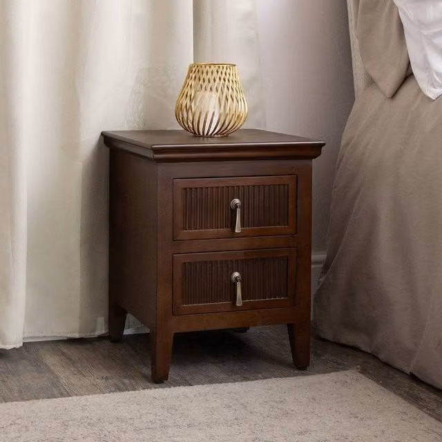 Melody Maison Georgian Range Dark Brown Reeded 2 Drawer Bedside Table