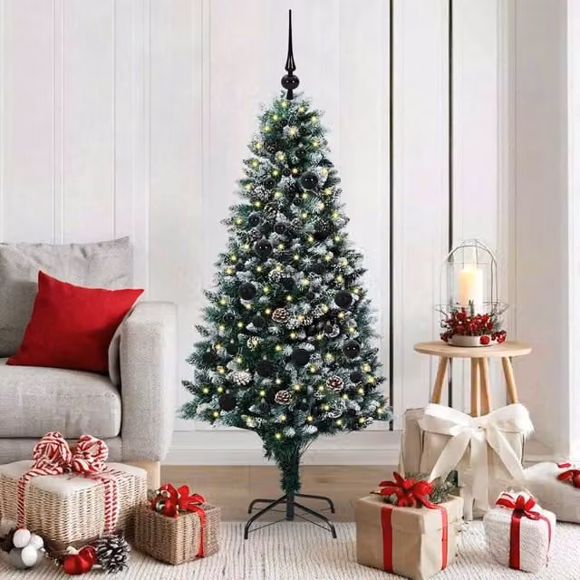 Berkfield Home Artificial Green Christmas Tree with 150 Warm White LEDs and Stand, Height: 150 cm – 1