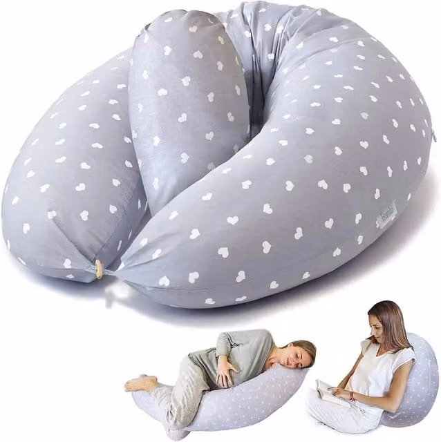 Havendro U-Shaped Maternity Pregnancy Pillow with Grey Cover Case