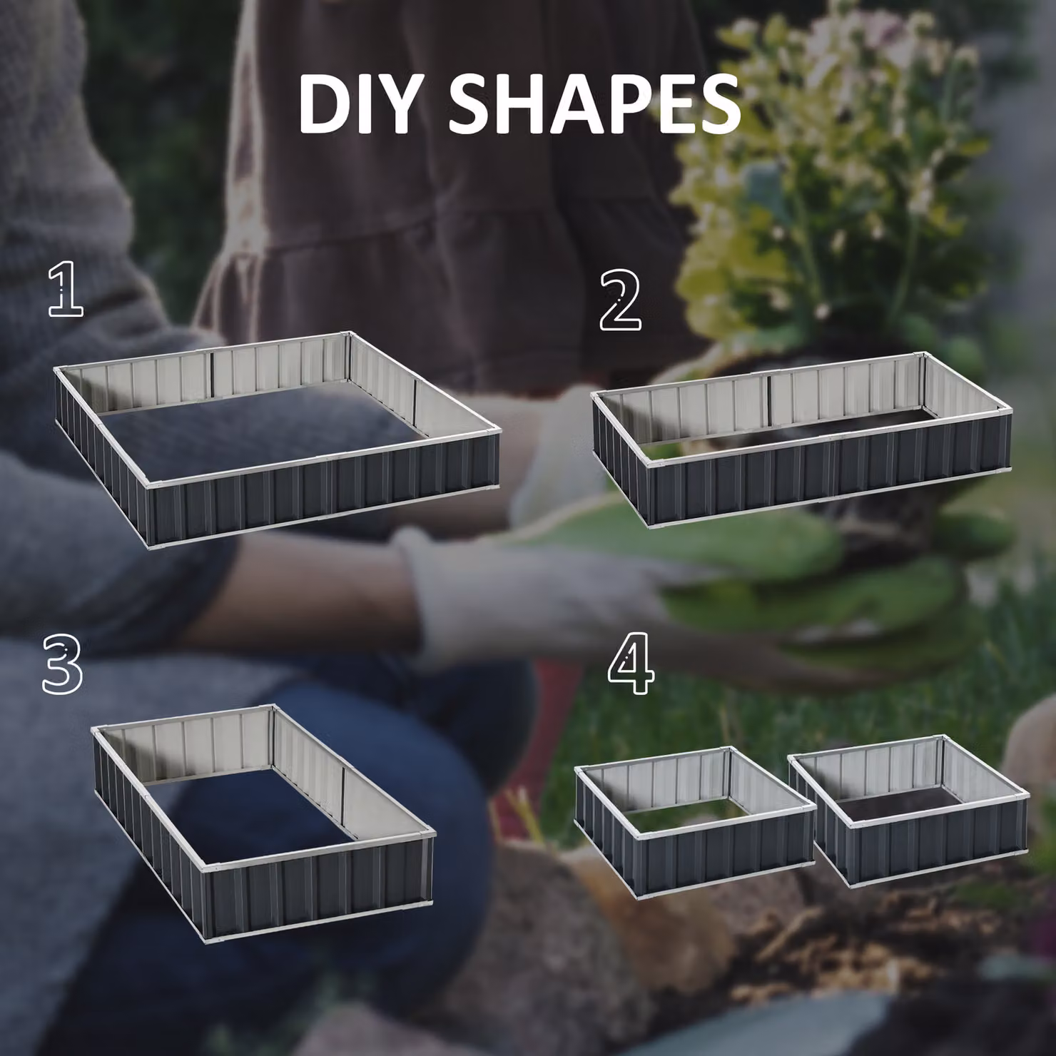 Outsunny Metal Raised Garden Bed, Large Steel Planter Box for Vegetables and Herbs, W: 258 cm, D: 90 cm, H: 30 cm – 5