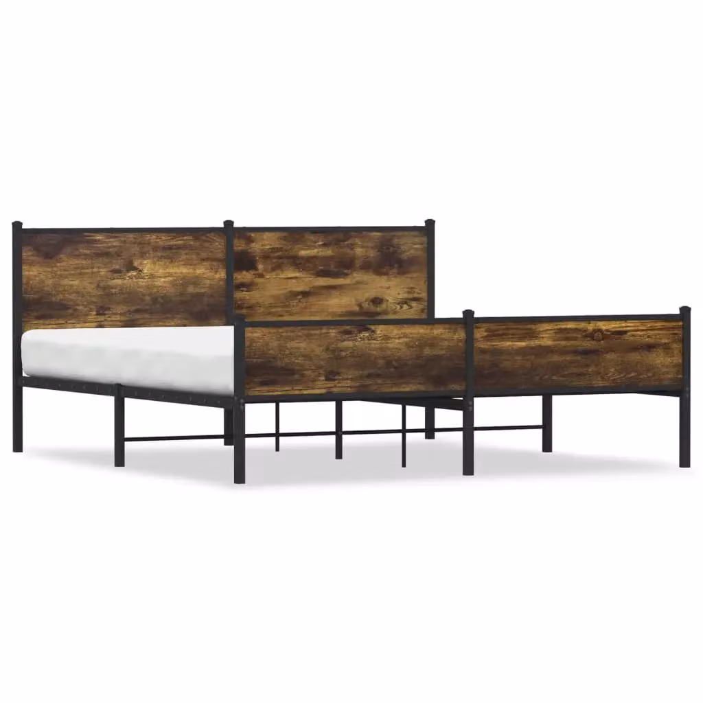 Berkfield Home Metal Bed Frame in Smoked Oak Brown, W/D/H: 180 x 200 cm – 2