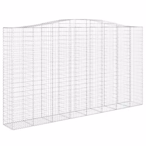 vidaXL Arched Gabion Basket in Silver Galvanised Steel, W: 400 cm, D: 50 cm, H: 220/240 cm