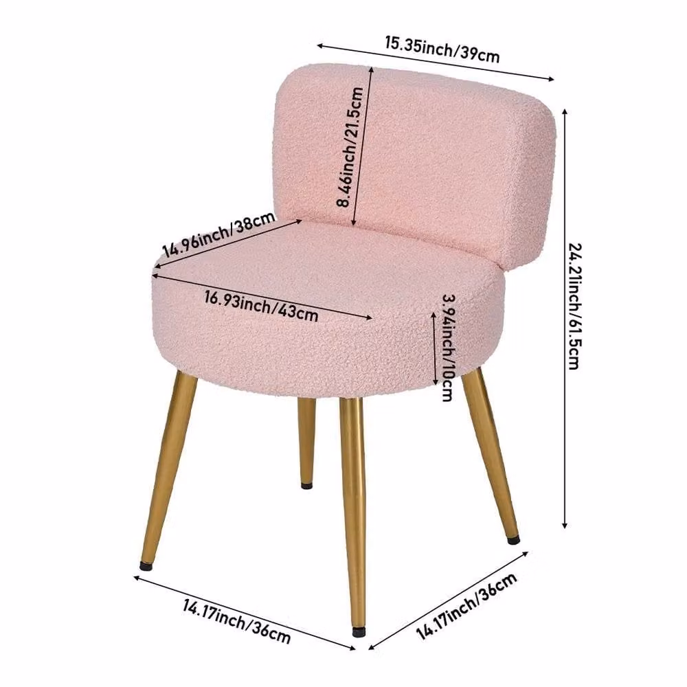 EONLION Pink and Gold Modern Dressing Chair and Bedroom Side Stool – 2