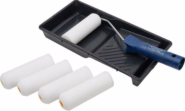 Hamilton For The Trade Gloss Paint Roller Set with Tray and Foam Sleeves, White, 7 Pack