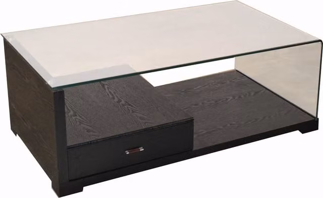 Milano Modern Rectangular Coffee Table with Glass Top in Black