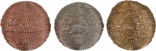 Premier Orsina Hege Modern Round Metal Decorative Spheres in Gold, Silver and Multicolour, Set of 3 – 2