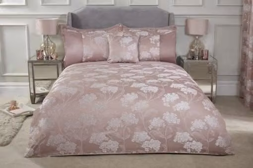 New Edge Blinds English Garden Pink Floral Jacquard Duvet Cover, W: 180 cm x D: 200 cm
