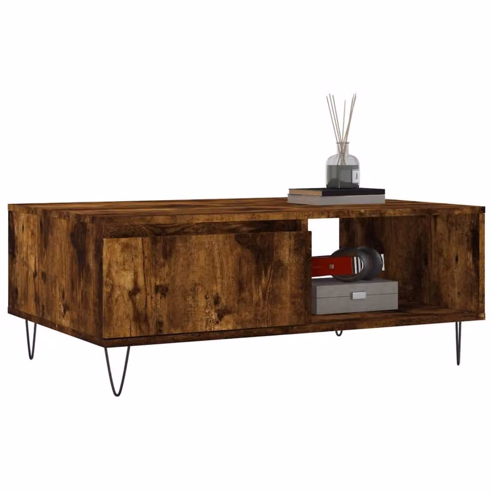Berkfield Home Smoked Oak Coffee Table in Brown, W/D/H: 90 x 60 x 35 cm – 3