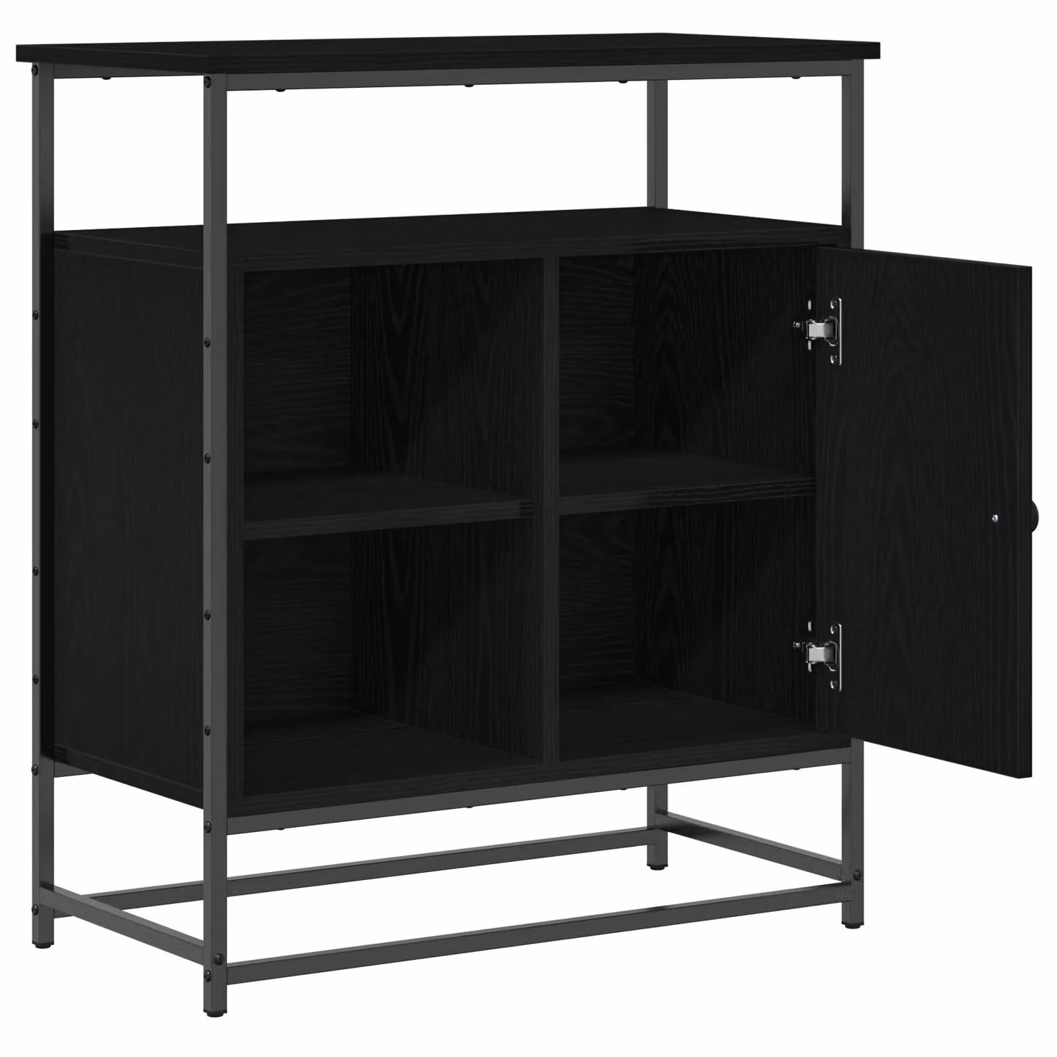 Berkfield Home Modern Black Oak Sideboard in Engineered Wood and Metal, W/D/H: 69 x 35 x 80 cm – 3