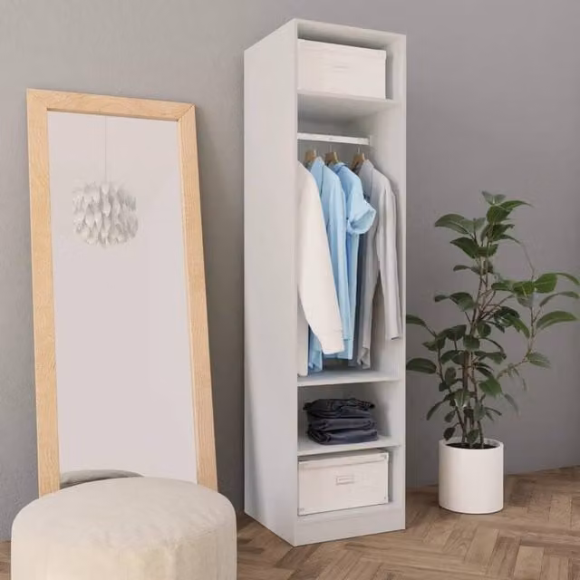 Berkfield Home White Minimalist Wardrobe in Engineered Wood W/D/H: 50 x 50 x 200 cm