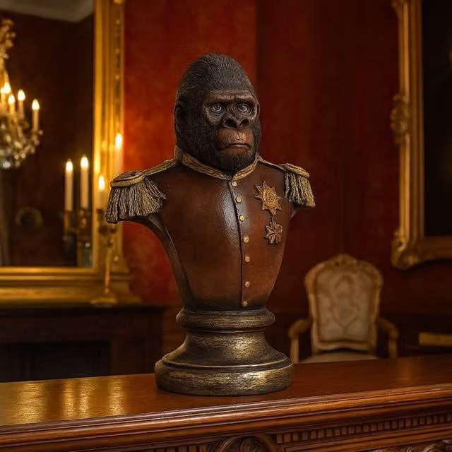 Madison & Mayfair Gentry Gorilla Bust Sculpture in Red and Dark Brown – 1